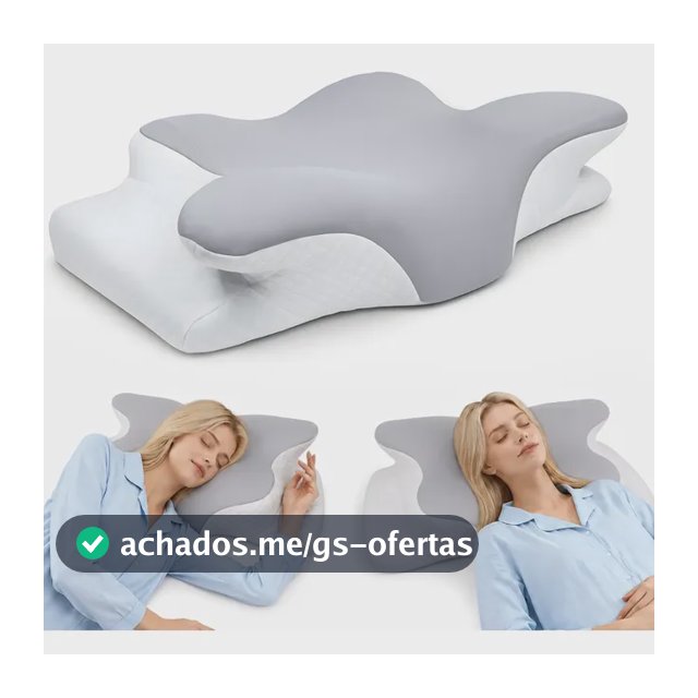 Travesseiro Cervical Ergonômico Ortopédico Coluna Anti-ronco Branco-cinza