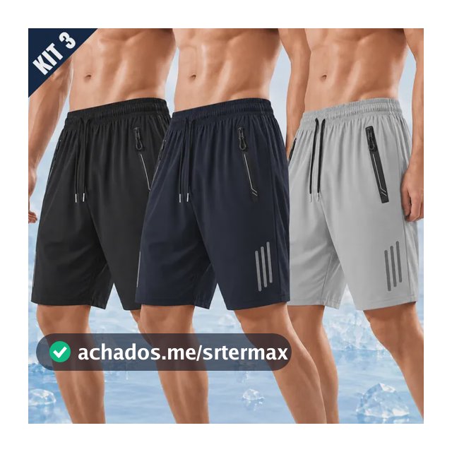 Kit 3 Bermuda Masculina Short Tactel Secagem Rápida Academia