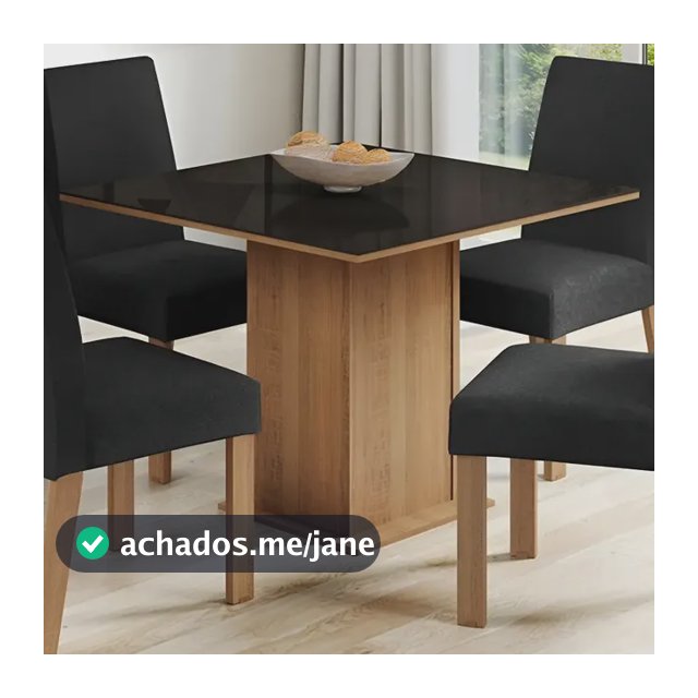 Sala Jantar Madesa Evelin Mesa Tampo Vidro Com 4 Cadeiras Cor Rustic/Preto/Oxford Desenho do tecido das cadeiras Liso