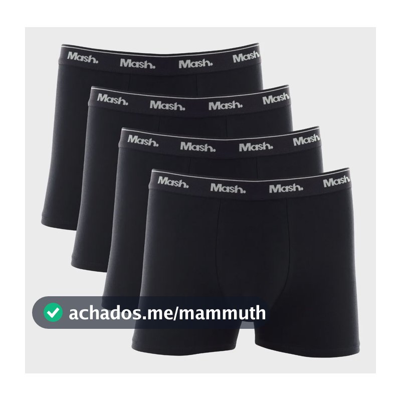 Kit 4 Cuecas Mash Boxer Box Algodão Cotton Original Conforto