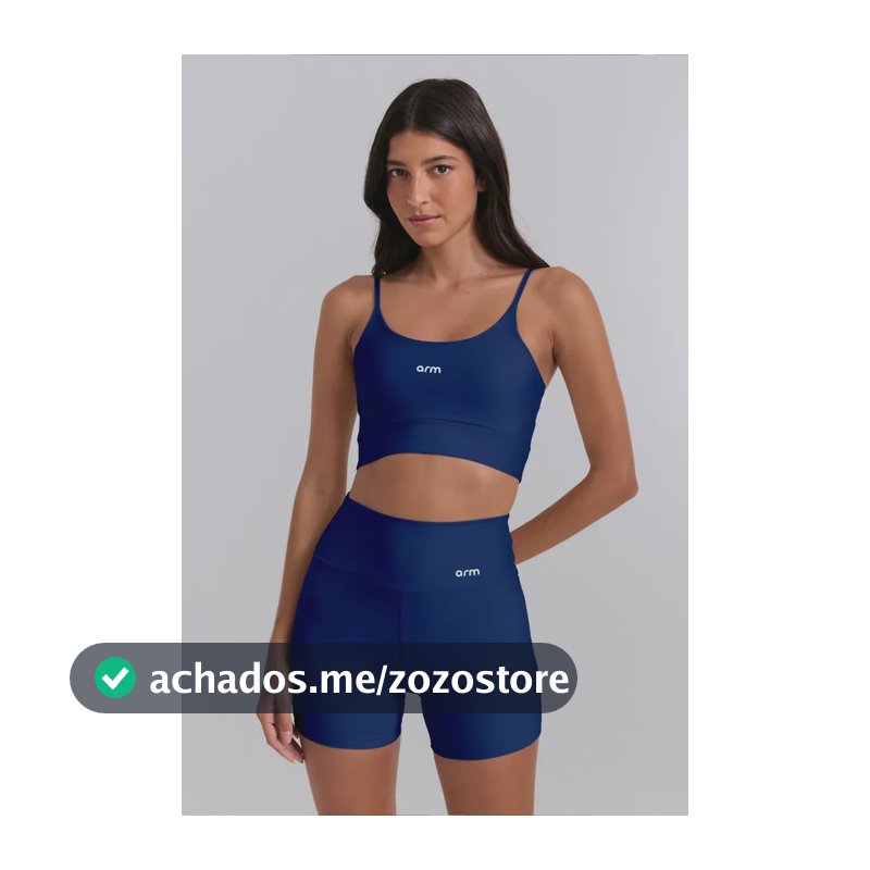 Conjunto Feminino Fitness Powerslim Top Alça E Short Marinho Liso M