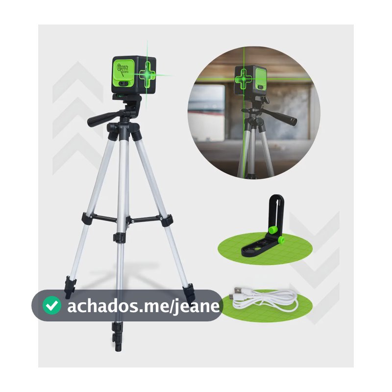 Nível a Laser Verde 2 Linhas Com Tripé Para Profissional Autonivelante
