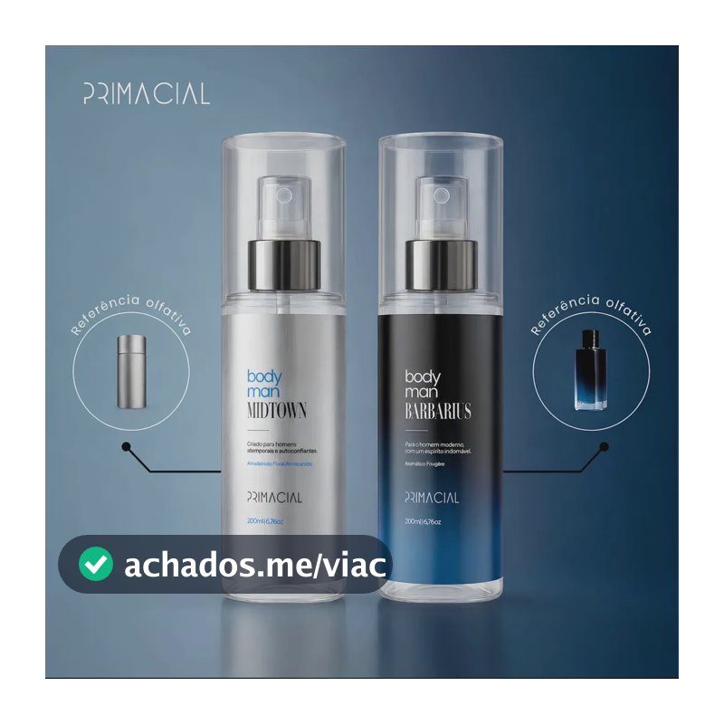 KIT BODY SPLASH MASCULINO BARBARIUS E MIDTOWN 200ML - PRIMACIAL PERFUME FRESCO AMADEIRADO
