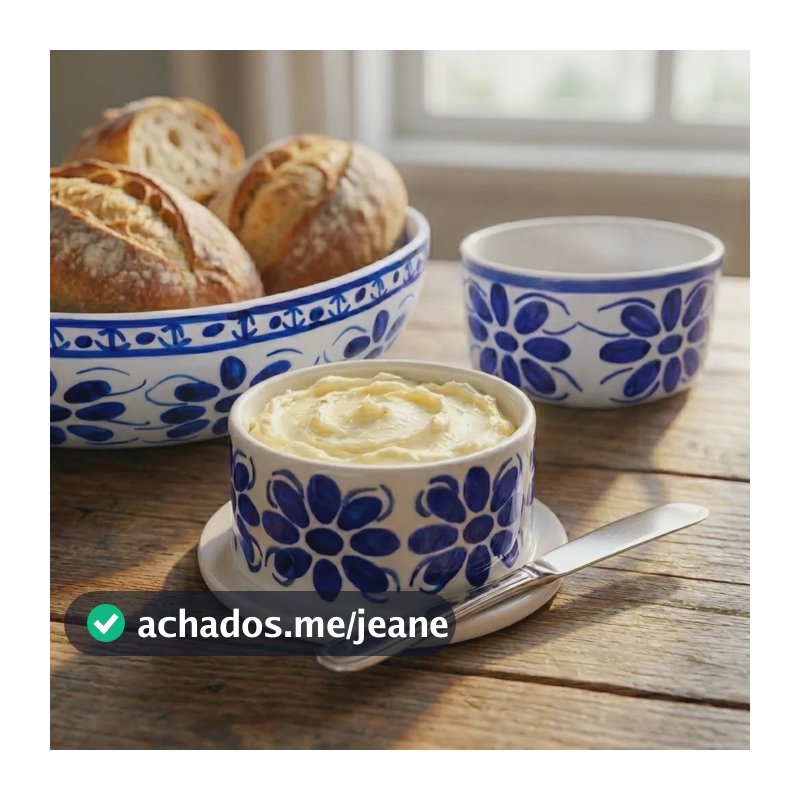 Mantegueira Francesa Porcelana Monte Sião Azul - Feito A Mão Azul