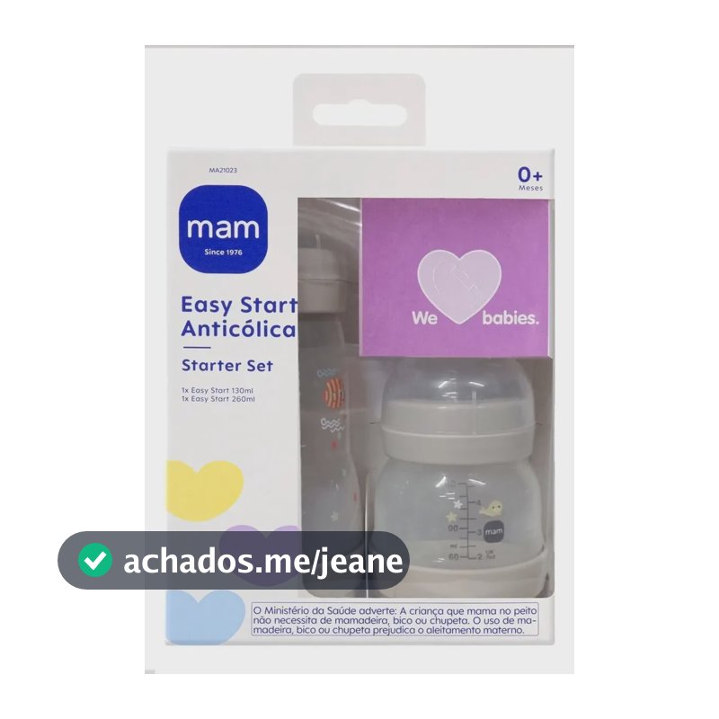 Kit 2un Mamadeiras Mam Start Anticólica Neutra 130ml 260ml Neutra Animais