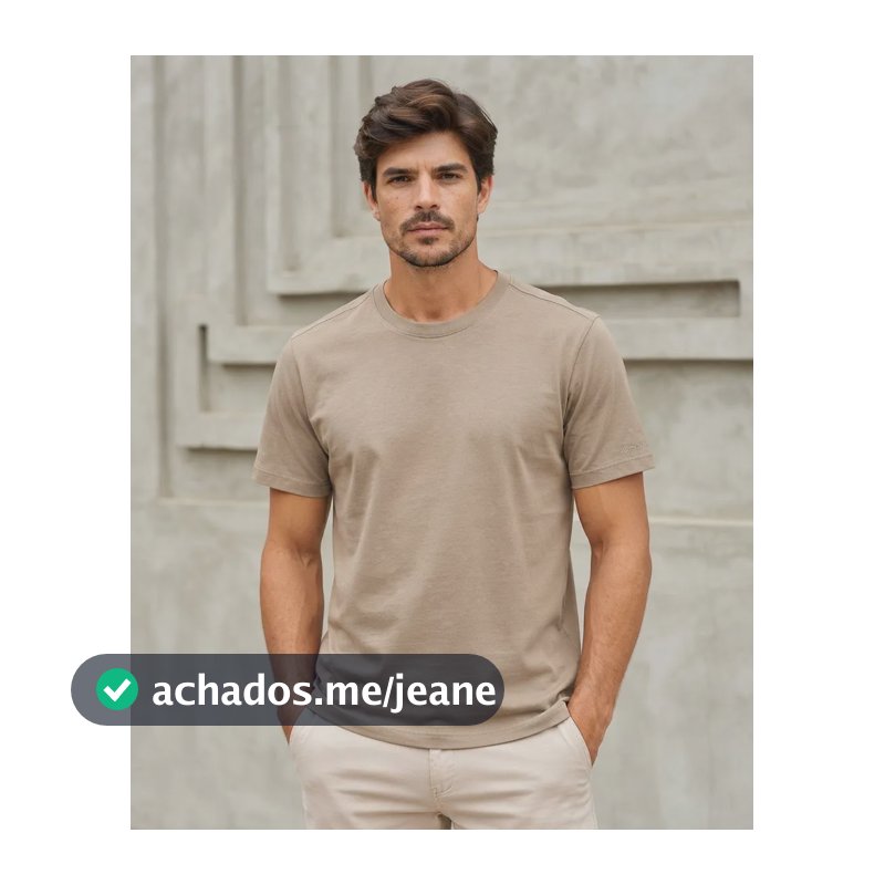 Camiseta Básica John John Para Homem Bege Xgg Bordado