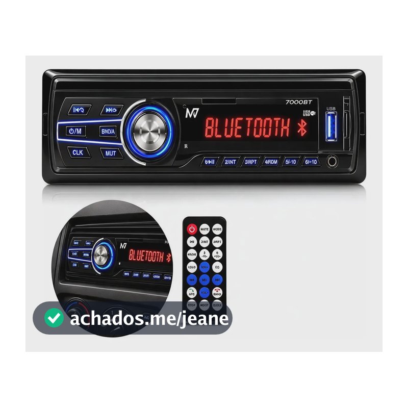 Radio Automotivo Bluetooth 7000bt Potente Display Led Usb Fm