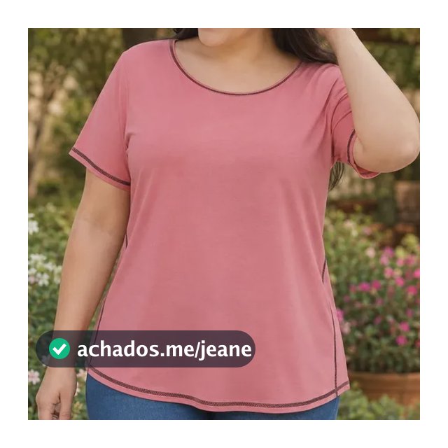 Blusa Em Malha Manga Curta Lisa Com Detalhes Rosa Gg