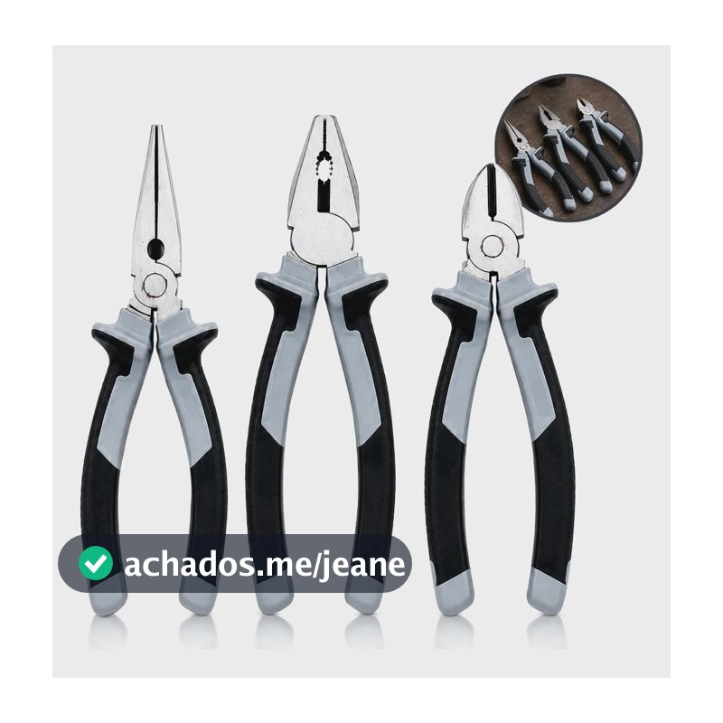 Kit Jogo C/ 3 Alicates Universal Corte E Bico Ferramenta Aço