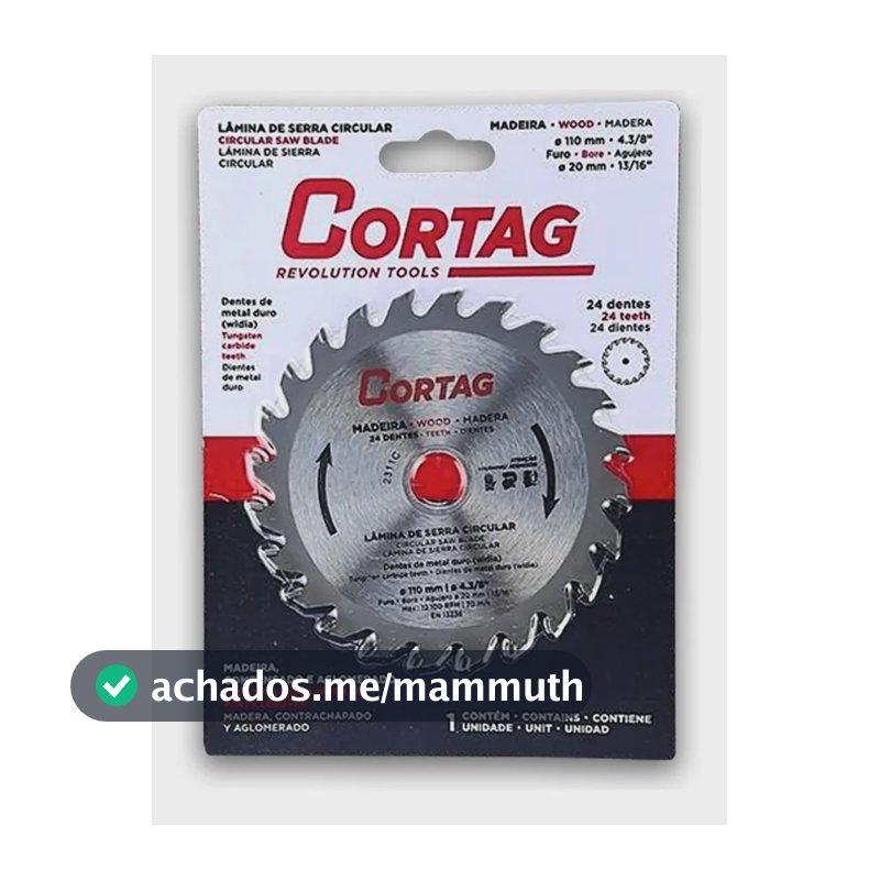 5 Lâminas De Serra Circular 110mm Cortag Madeira 24 Dentes