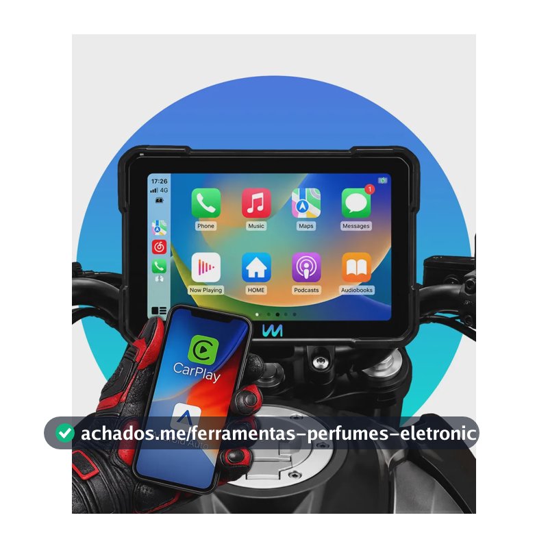 Multimídia Moto Tela Touch 5 Polegadas Carplay Android Auto Gps Bluetooth Ip68 Tela Ips Intercomunicador Sem Fio Espelhamento Waze Google Maps Resistente Á Prova D'água Anti-furto Wmix Eletrônicos