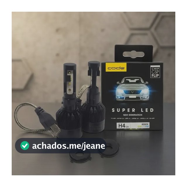 Par Lâmpada Super Led H4 8000k 12v Alto Baixo Tech One Code H4 Preto Azul