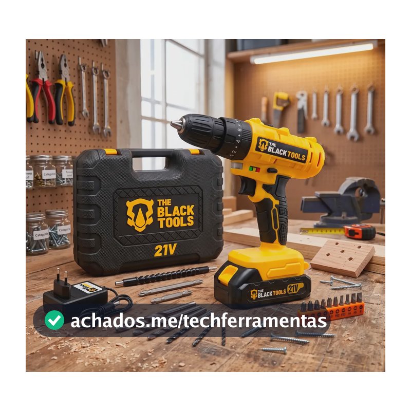 Parafusadeira Furadeira 21v 2 Baterias Profissional Bivolt Amarelo 127/220v 50/60hz
