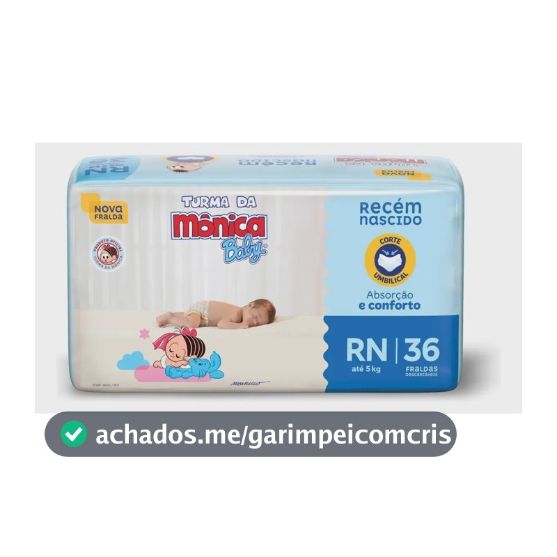 Fralda Descartável Turma da Mônica Baby Recém-Nascido RN Pacote 36 Unidades