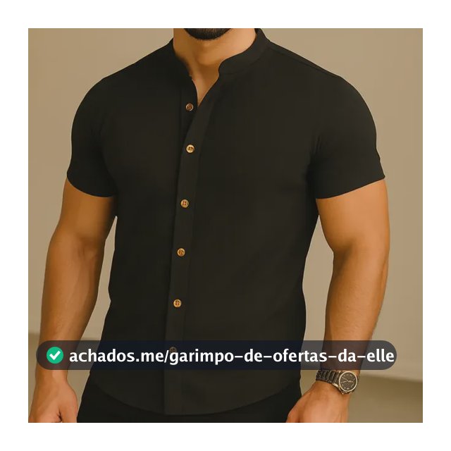 Camisa Manga Curta Gola Padre Masculina Festa Trabalho