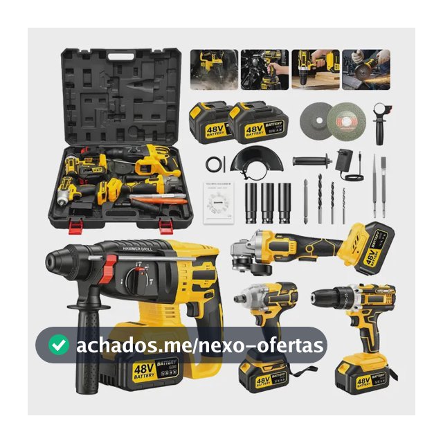Kit 4 Em 1 Ferramentas Elétricas Profissional Com 2 Baterias