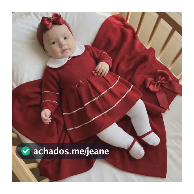 Saída De Maternidade Vermelha Menina Em Tricô Vermelho 0 A 3 Meses