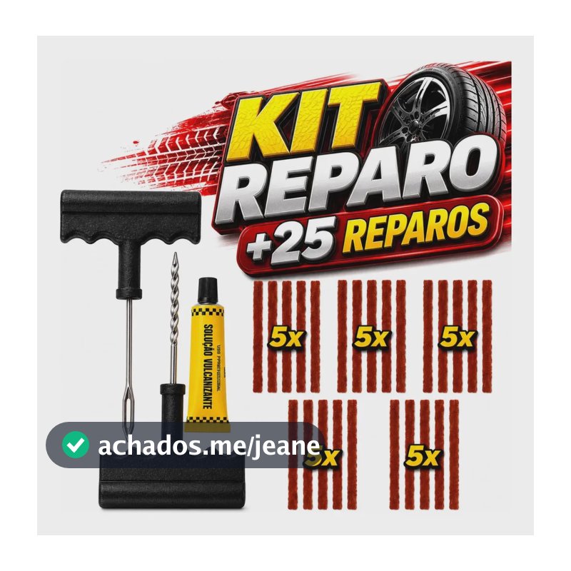 Kit Reparo Pneus 25 Remendo Macarrão Carro Moto Sem Câmara