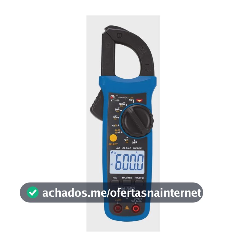 Alicate Amperímetro Minipa ET-3155 Digital True RMS 600A CAT III 600V NCV