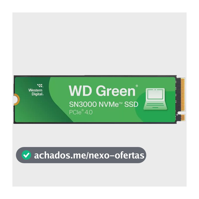 SSD 1TB M.2 NVMe PCIe 4.0 Western Digital Sn3000 Velocidade de Leitura e Gravação 5000/4200 MB/s WDS100T4G0E-00CPS0