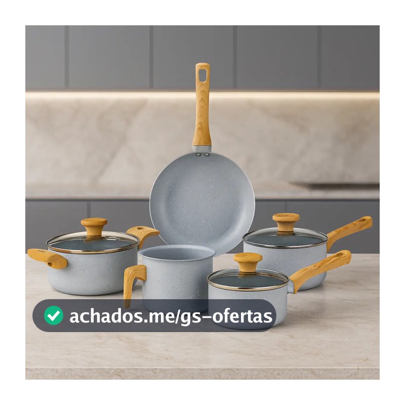 Jogo de Panelas 5 Peças Antiaderente Cerâmico Grafite Mimo Style - Conjunto Completo