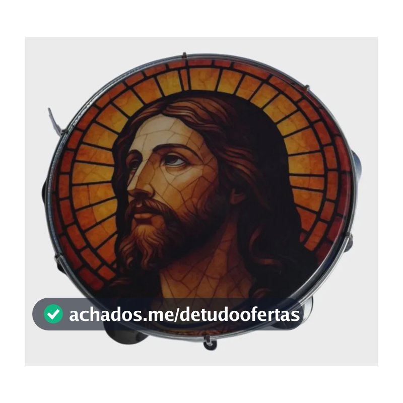 Pandeiro Profissional 10 Pele Leitosa Jesus Corpo Abs Cor Jesus Fé