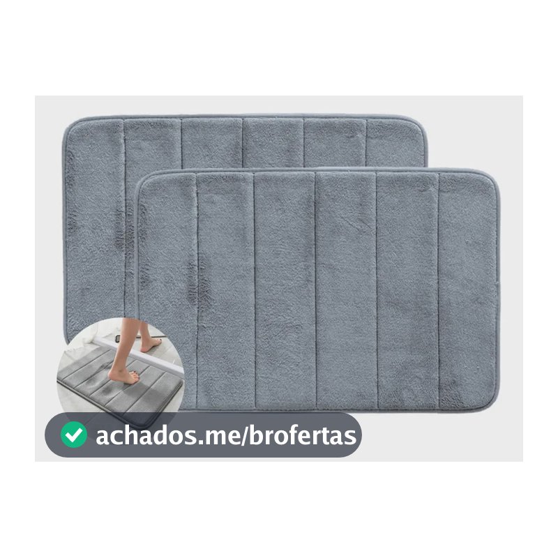 Kit 2 Tapetes Felpudos Banheiro Antiderrapantes 60x40cm Cinza Geométrico