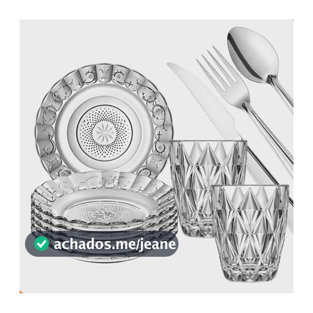 Aparelho De Jantar 30 Peças - Pratos, Copos E Talheres Transparente