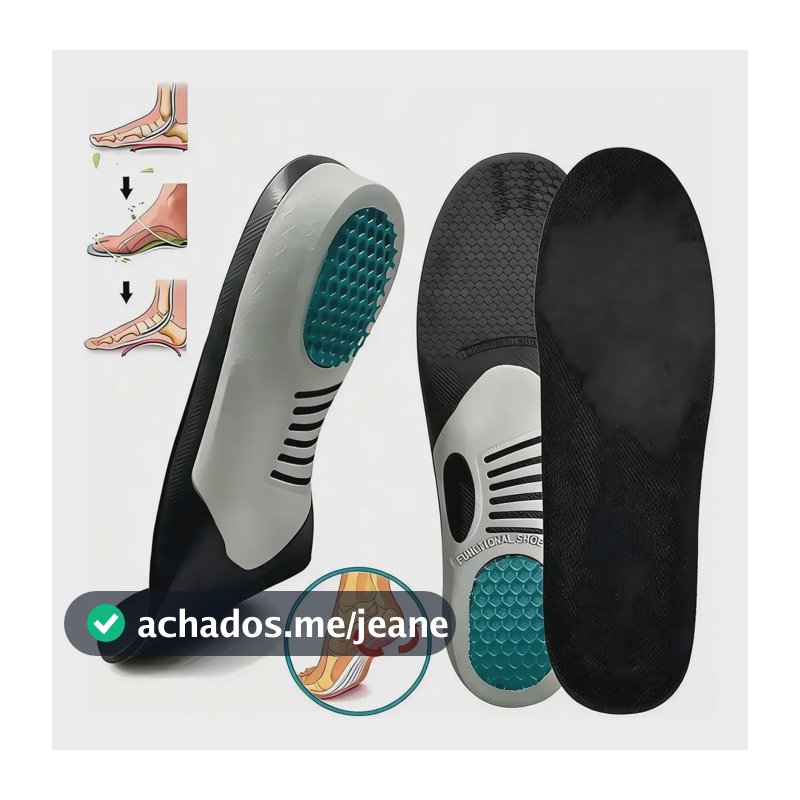 Palmilha Ortopedica Arco Plantar Esportiva Esporao Fascite 41-46 Preto