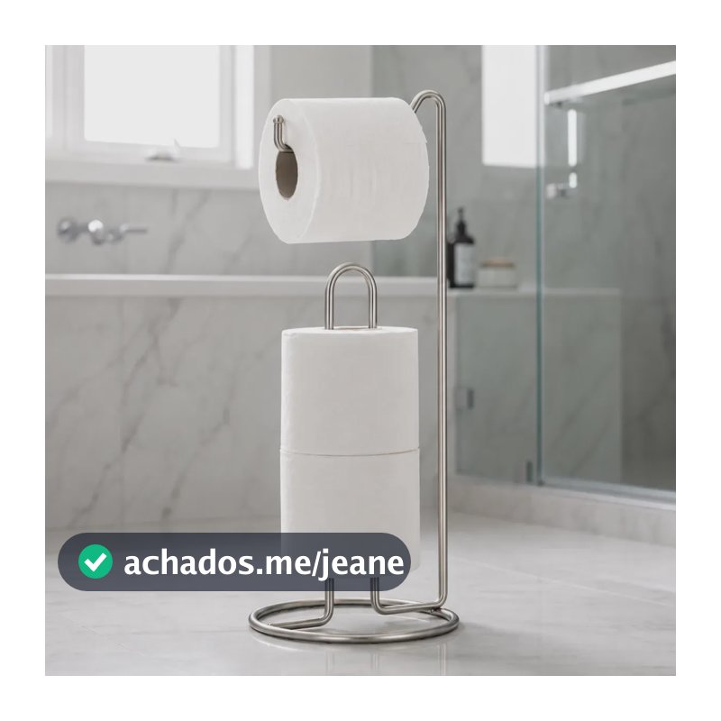 Suporte Chão Porta Papel Higiênico para Banheiro Sem Furo Resistente Preto 3 Rolos Sólar