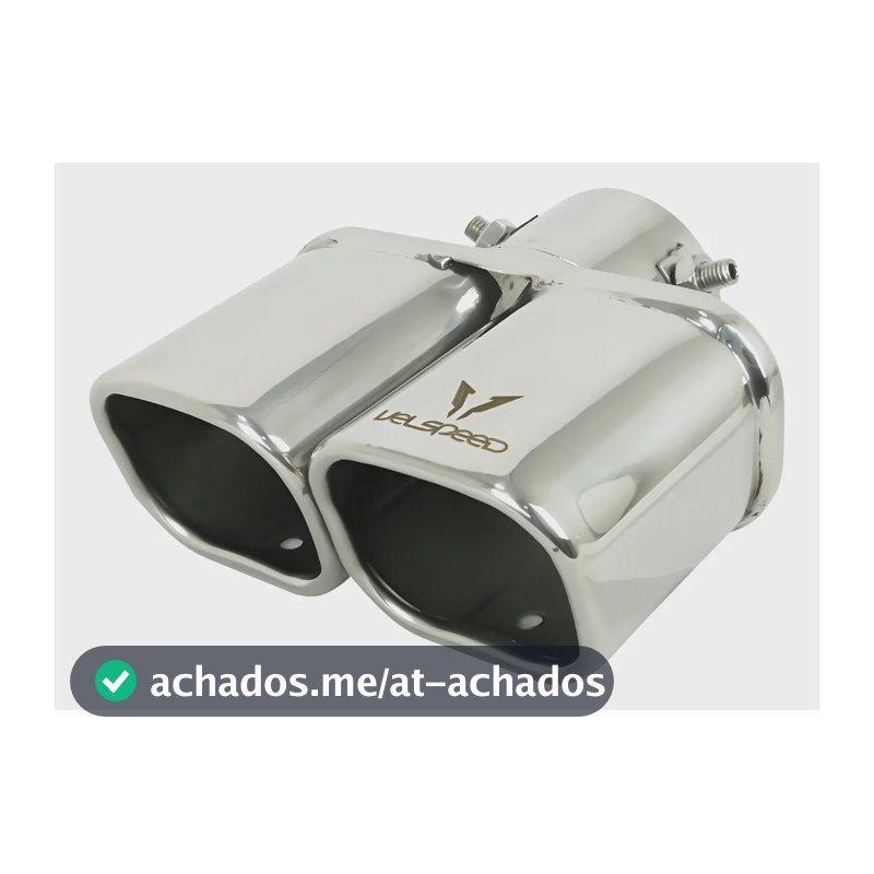 Ponteira Esportiva Automotiva Velspeed Dupla Quadrada Cromada