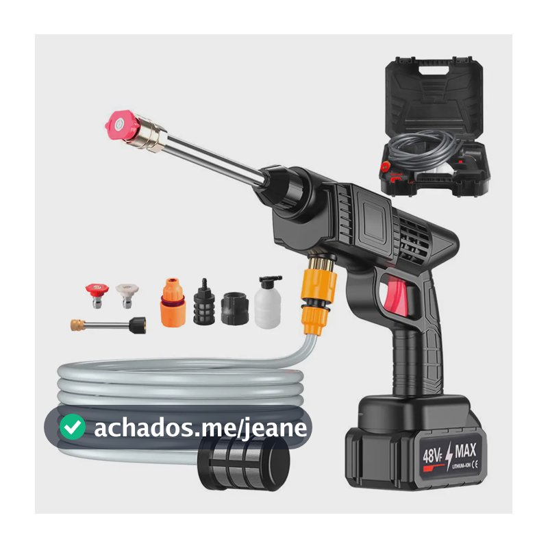 Lavadora Jato De Alta Pressão Portátil Sem Fio Recarregavel Cor Preto