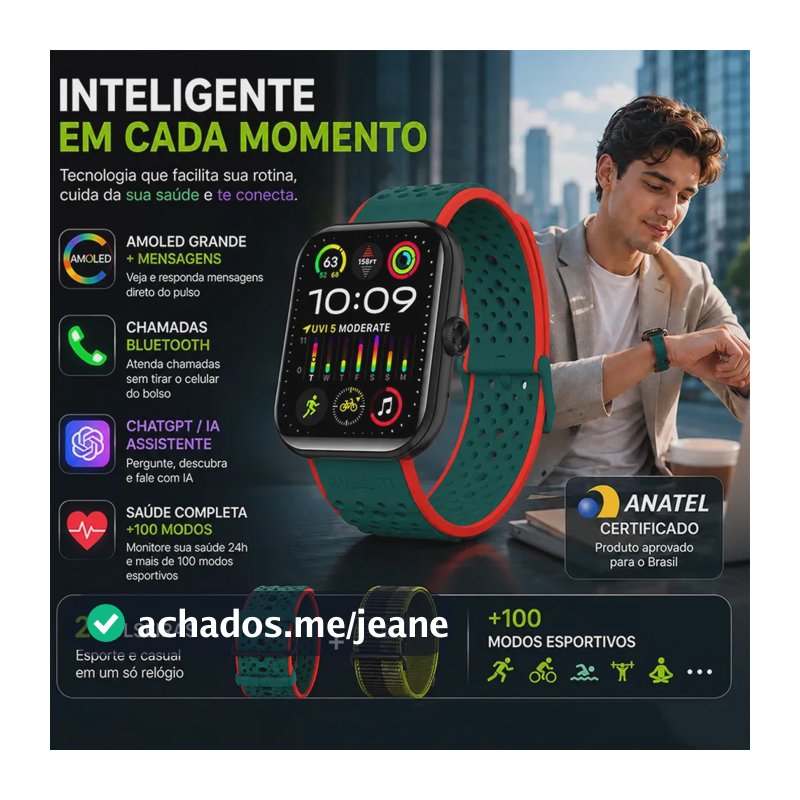 Smartwatch Aurafit UB6 Pro 1.96" AMOLED, Faz e Recebe Ligações, Responde Mensagens