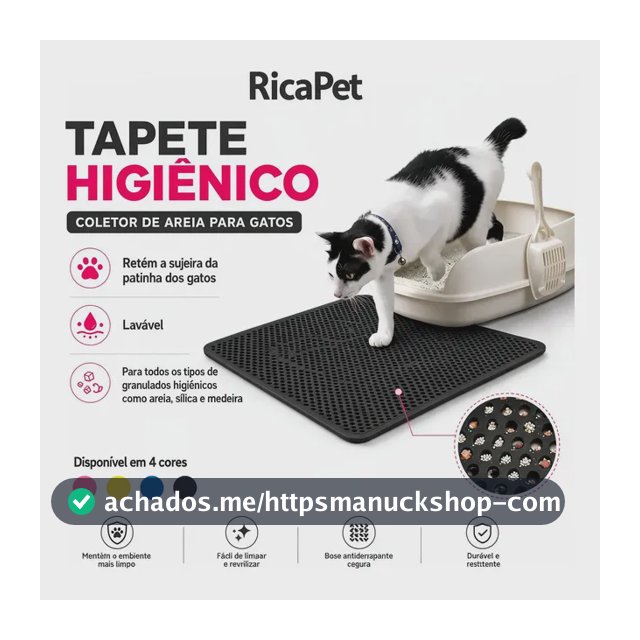 Tapete Higiênico Gato Coletor Caixa De Areia Preto Tam G