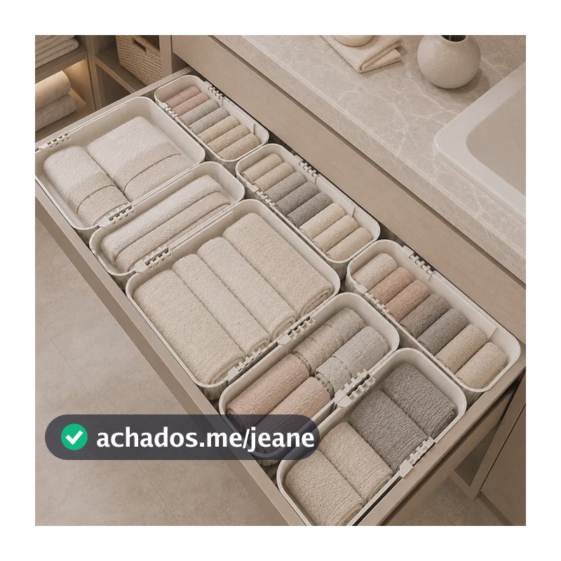 Organizador Íntimo Gaveta Ajustável Pp Branco Kit 2 Peças Bege