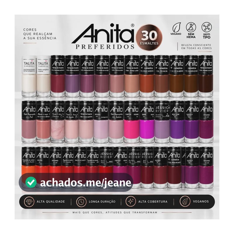 Kit Com 30 Esmaltes Anita Preferidos Cores Sortidas Atacado Sortidas