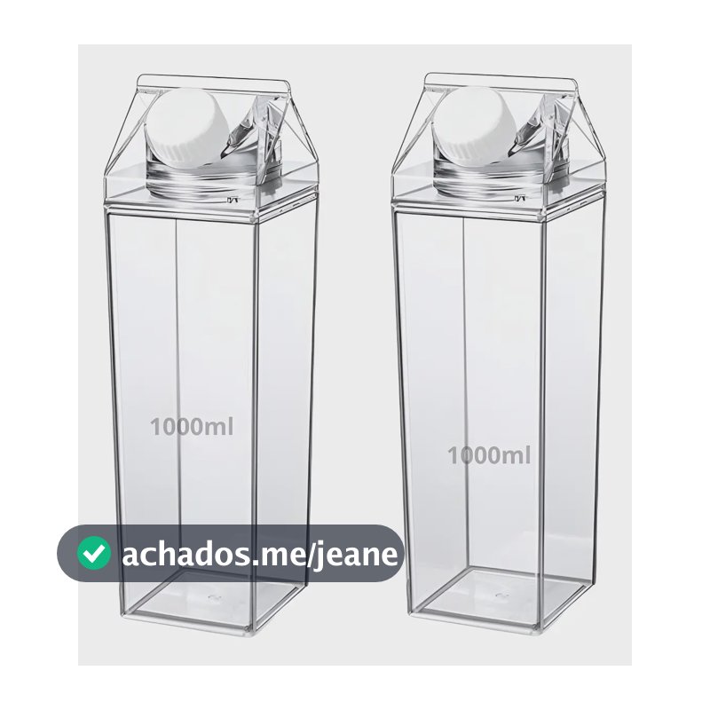 Kit 2 Garrafas Acrilico Plastico 1 Litro Suco Leite Agua Chá Transparente