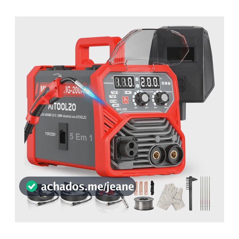 Máquina De Solda Inversora Aitoolzo Mig/mag/tig/mma Bivolt Vermelho
