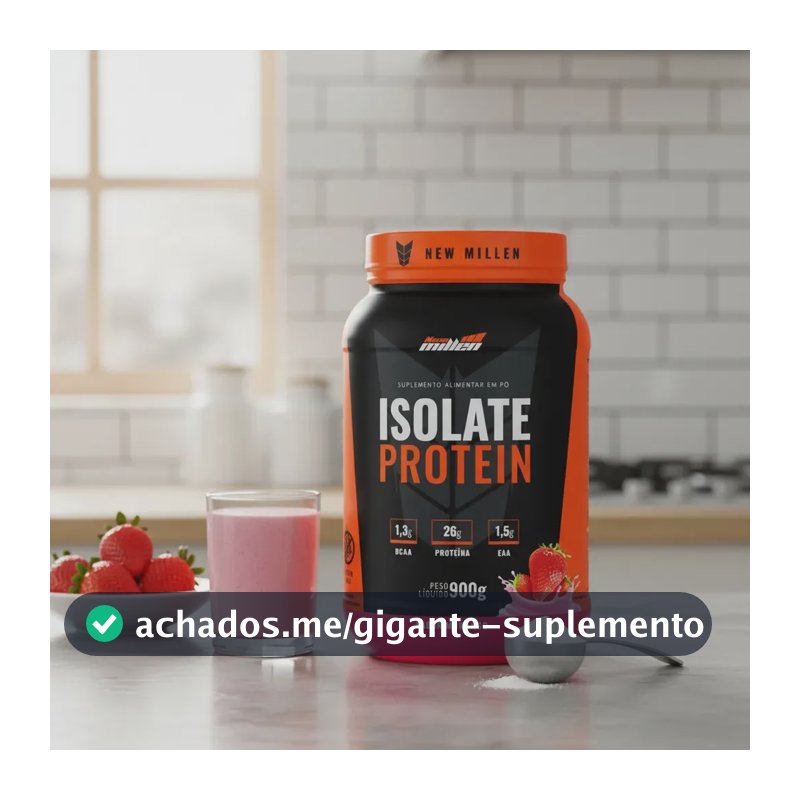 Proteína New Millen Premium Whey Isolado Isolate em pó sabor Morango x 900g
