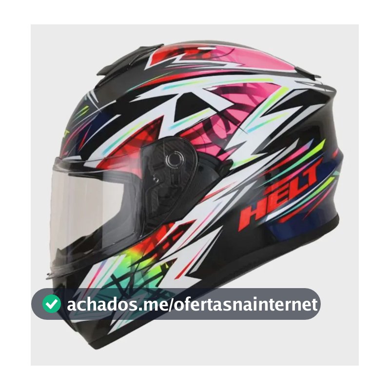 Capacete Avant Glass Turbo Helt Com Óculos Interno Preto Sólido Brilhante 57/58