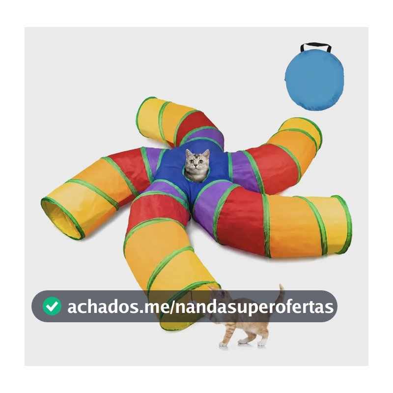 Brinquedo Gato Tunel Para Gato Interativo 4 Saídas Dobrável Colorido