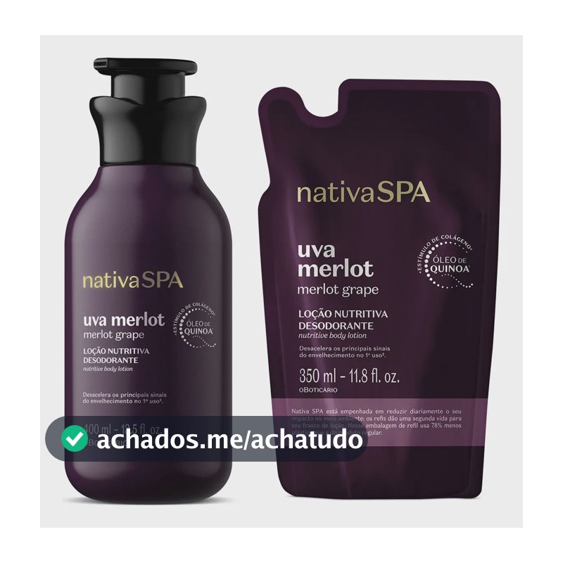 Combo Nativa Spa Uva Merlot: Loção Corporal 400ml + Refil 35
