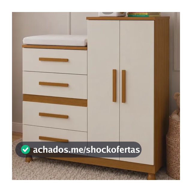 Cômoda Infantil Isabela New com Trocador, 4 Gavetas e 2 Portas para Quarto de Bebê – Móveis Bela