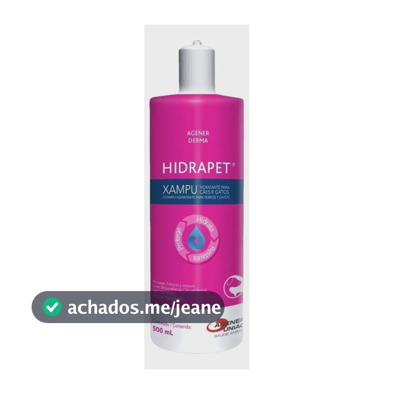Shampoo Dermatológico Agener União Hidrapet 500mL P/ Cães e Gatos