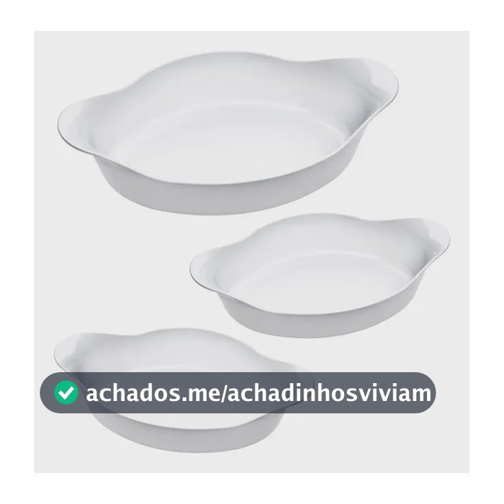 Marinex Conjunto de Assadeiras Oval Opaline 3 Peças Branco