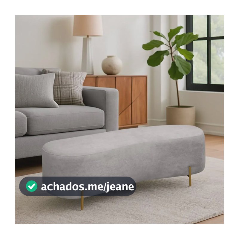 Puff Decorativo Banqueta Orgânico Feijão 138cm Bouclê Cinza Cinza Claro