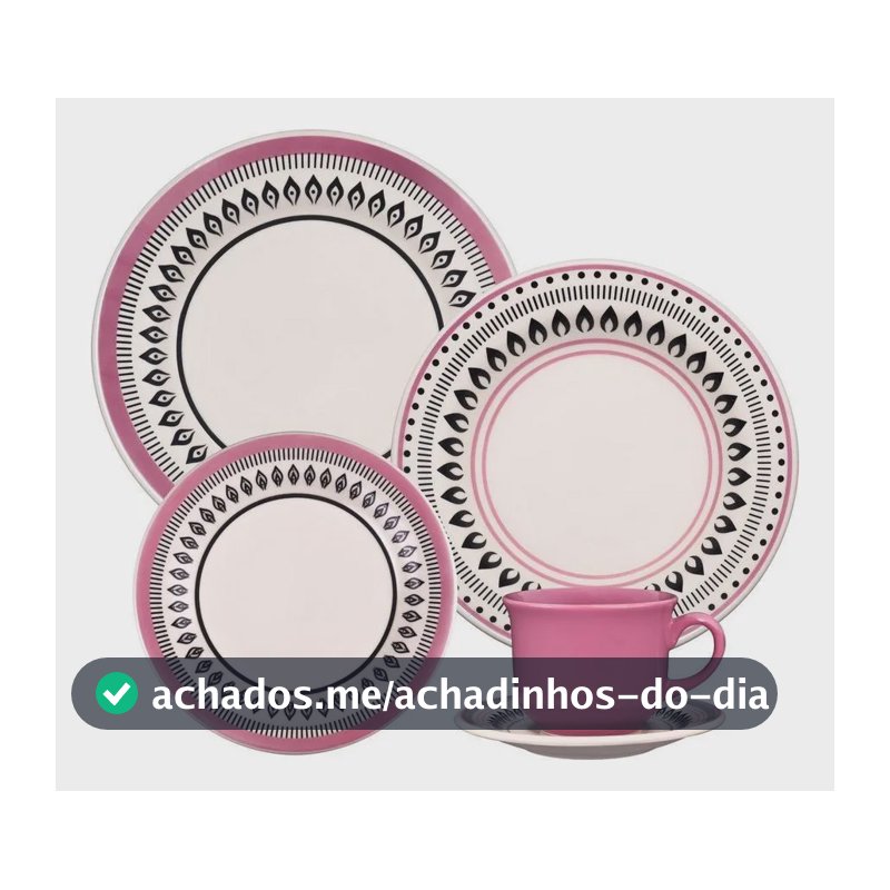 Aparelho De Jantar Chá Biona 20 Peças Cerâmica Retrô Colorido