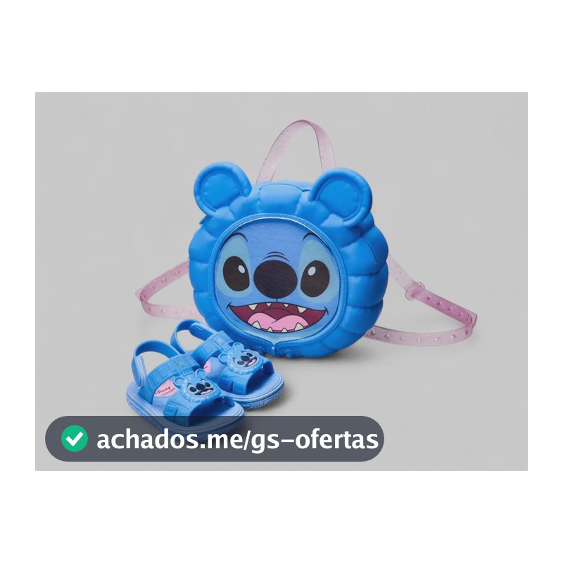 Sandália Grendene Kids Disney Puff Bag Kit-23224 Azul/azul/rosa Liso 20 Br
