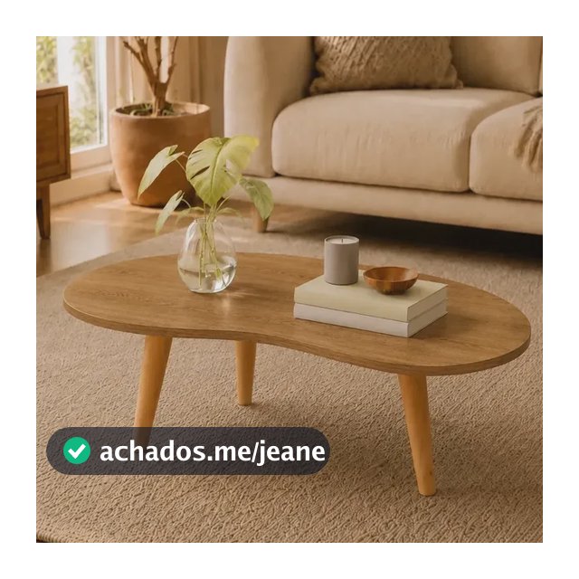 Mesa De Centro Orgânica Pés De Madeira Designer Orgânico Grande Apoio Sofa Auxiliar Sala Cor Freijó