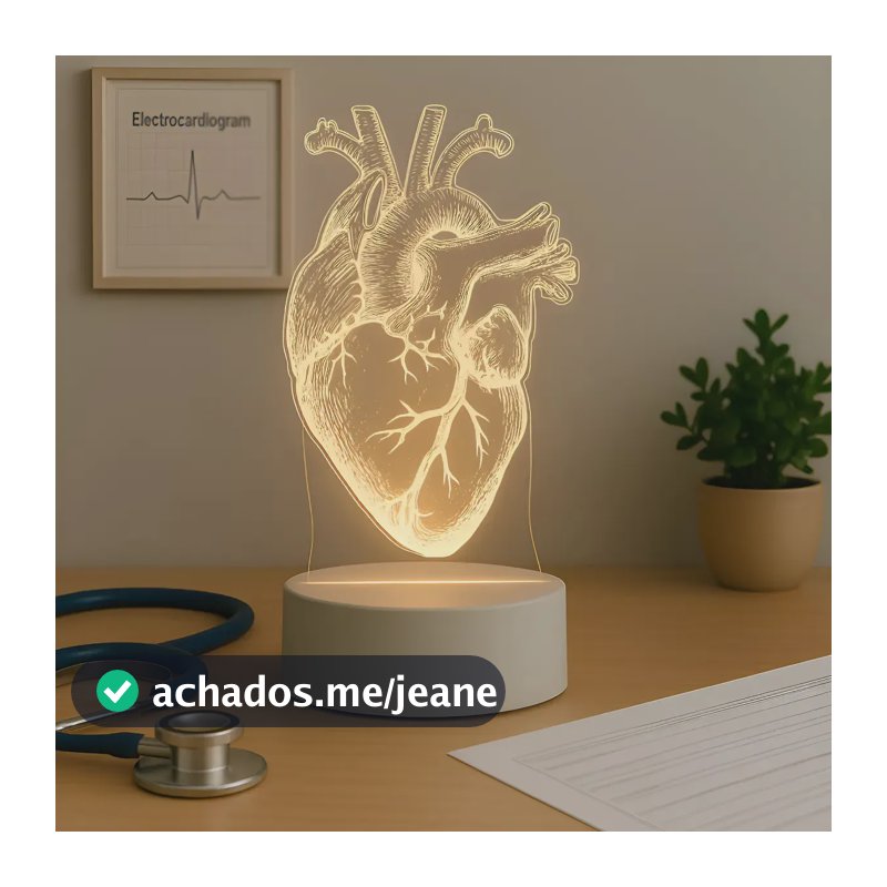 Luminária Led 3d Coração Preenchido - Abajur De Mesa Branco